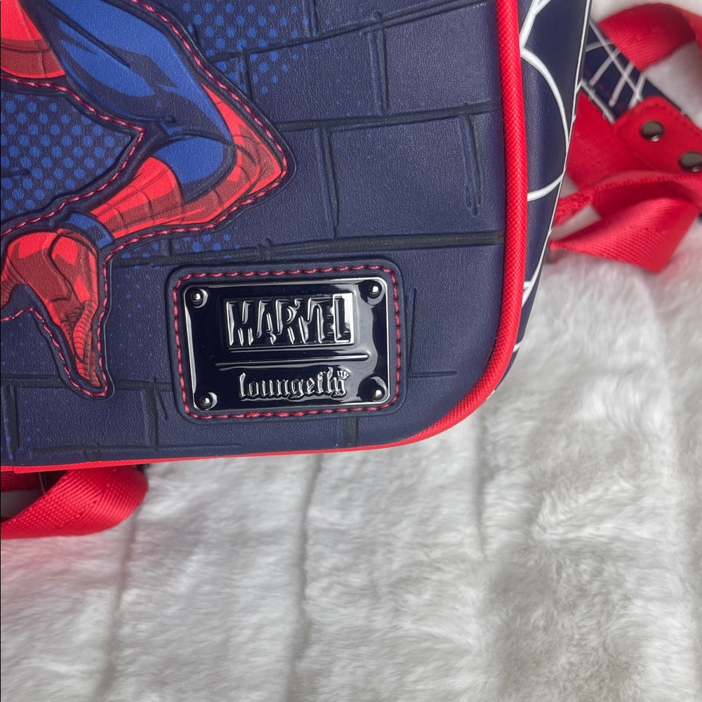 Marvel Spider-Man Loungefly Backpack with Red and Blue Design - Picture 2 of 11